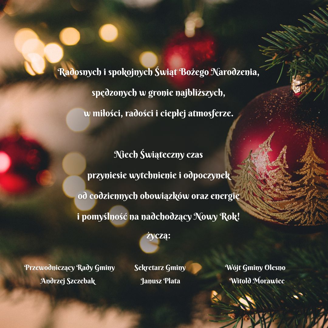 RADOSNYCH I SPOKOJNYCH ŚWIĄT BOŻEGO NARODZENIA