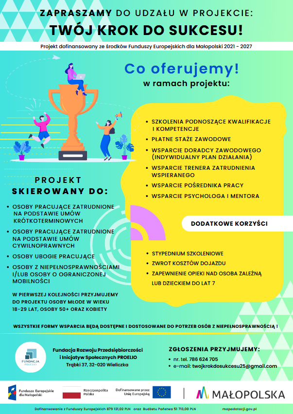 Zapraszamy do udziału w projekcie „TWÓJ KROK DO SUKCESU!”