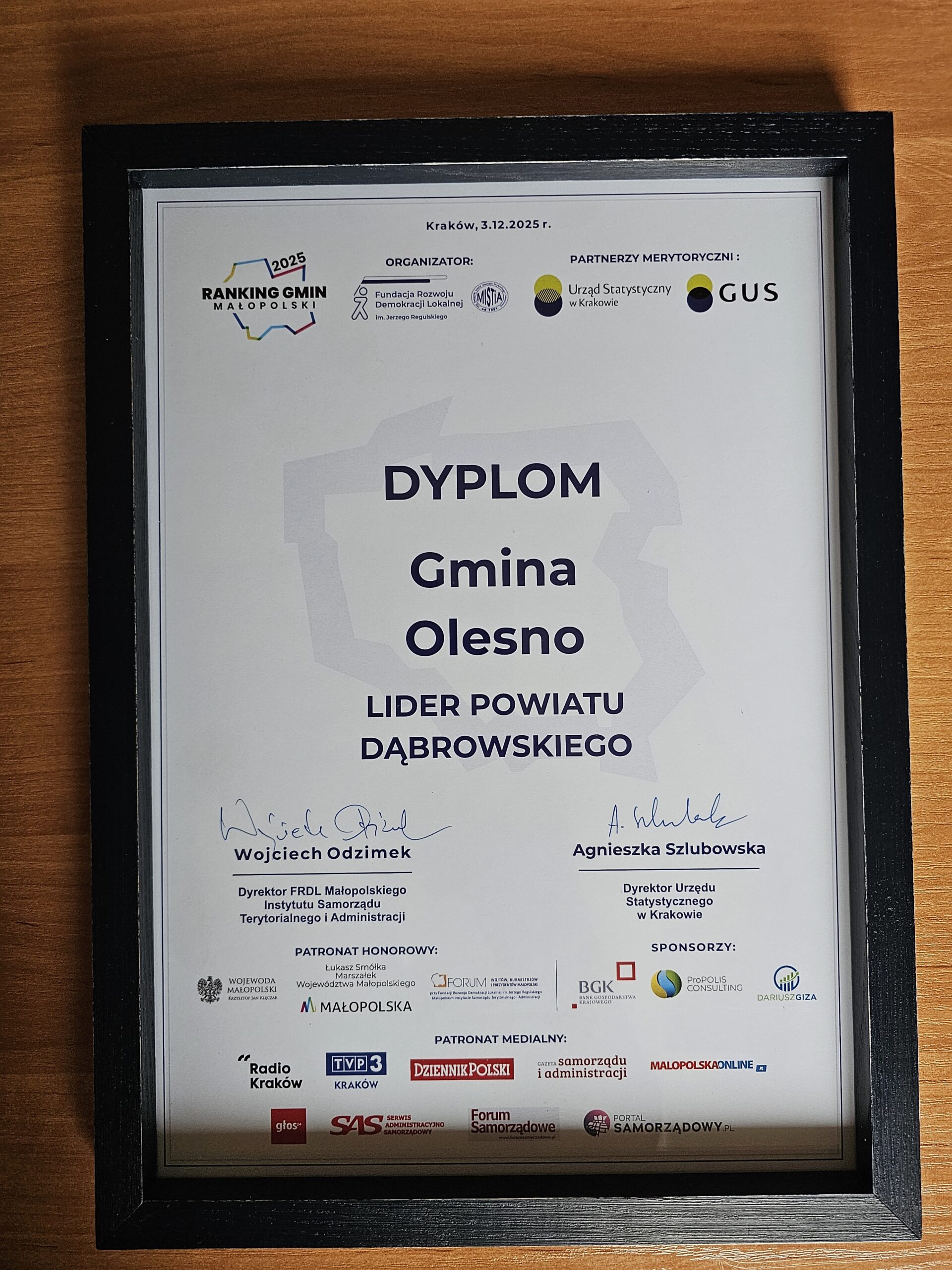 GMINA OLESNO LIDEREM POWIATU DĄBROWSKIEGO